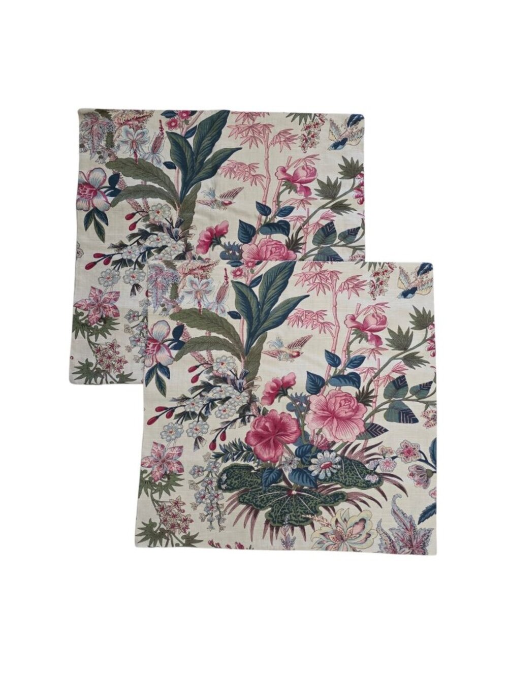 Pottery Barn Set of 2 Rose Floral Stripe Reversible Pillow Cover Sham 22"